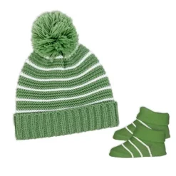 Rose Textiles Baby Hats*Rose Textile - Baby Hat & Sage Bootie Set
