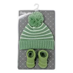 Rose Textiles Baby Hats*Rose Textile - Baby Hat & Sage Bootie Set
