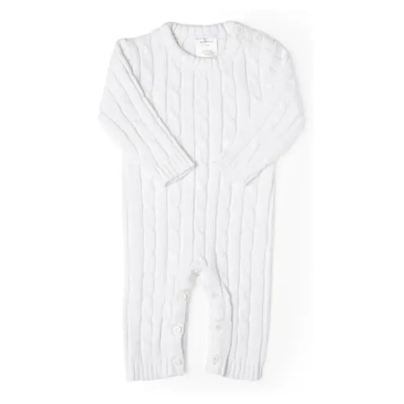 Rose Textiles Baby One-Pieces*Rose Textile - Baby Unisex Cotton White Knit Romper