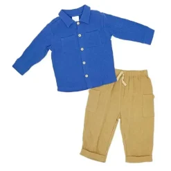 Rose Textiles Baby Sets*Rose Textile - 2Pk Baby Boys Gauze Pant Set, Demon Blue