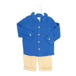 Rose Textiles Baby Sets*Rose Textile - 2Pk Baby Boys Gauze Pant Set, Demon Blue