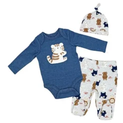 Rose Textiles Baby Sets*Rose Textile - 3Pk Baby Boys Tiger Footed Set