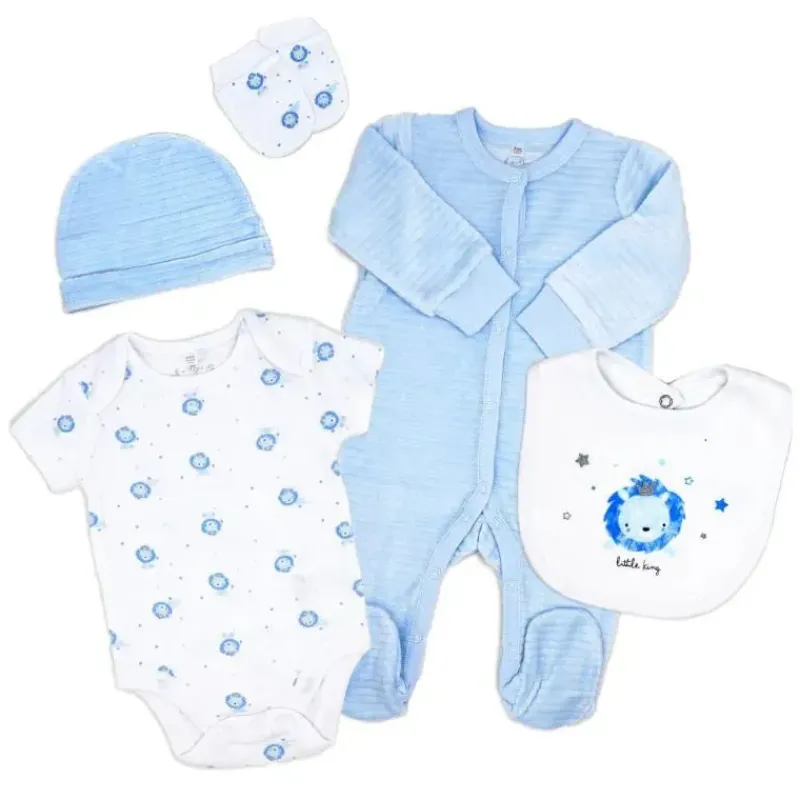Rose Textiles Baby Sets*Rose Textile - 5Pk Baby Boys Lion Velour Set