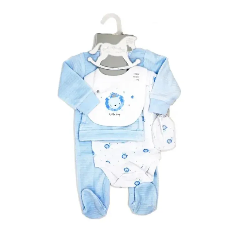 Rose Textiles Baby Sets*Rose Textile - 5Pk Baby Boys Lion Velour Set