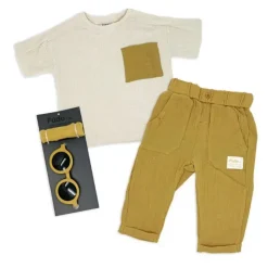 Rose Textiles Baby Sets*Rose Textile - 3Pk Baby Boys Tan Pant Set