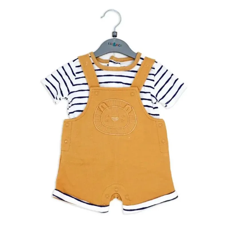 Rose Textiles Baby Sets*Rose Textile - 2Pk Baby Boy's Lion Dungaree Set