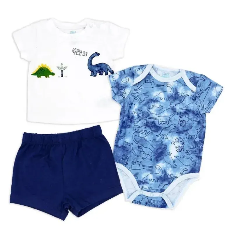 Rose Textiles Baby Sets*Rose Textile - 3Pk Baby Boy's Dinosaur's Short Set