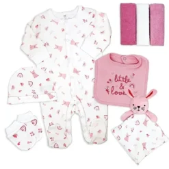 Rose Textiles Easter|Clothing Gift Set*Rose Textile - 8Pk Baby Girls Bunny Hanging Gift Set