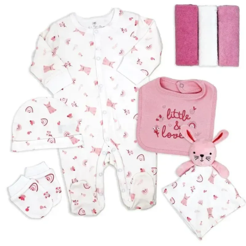 Rose Textiles Easter|Clothing Gift Set*Rose Textile - 8Pk Baby Girls Bunny Hanging Gift Set