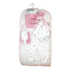 Rose Textiles Easter|Clothing Gift Set*Rose Textile - 8Pk Baby Girls Bunny Hanging Gift Set