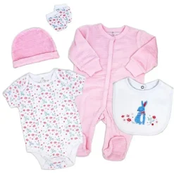 Rose Textiles Easter|Baby Sets*Rose Textile - 5Pk Baby Girls Bunny Velour Set
