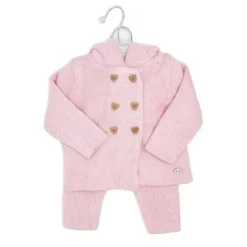 Rose Textiles Baby Sets*Rose Textile - 2Pk Baby Girls Pink Hooded Knit Set