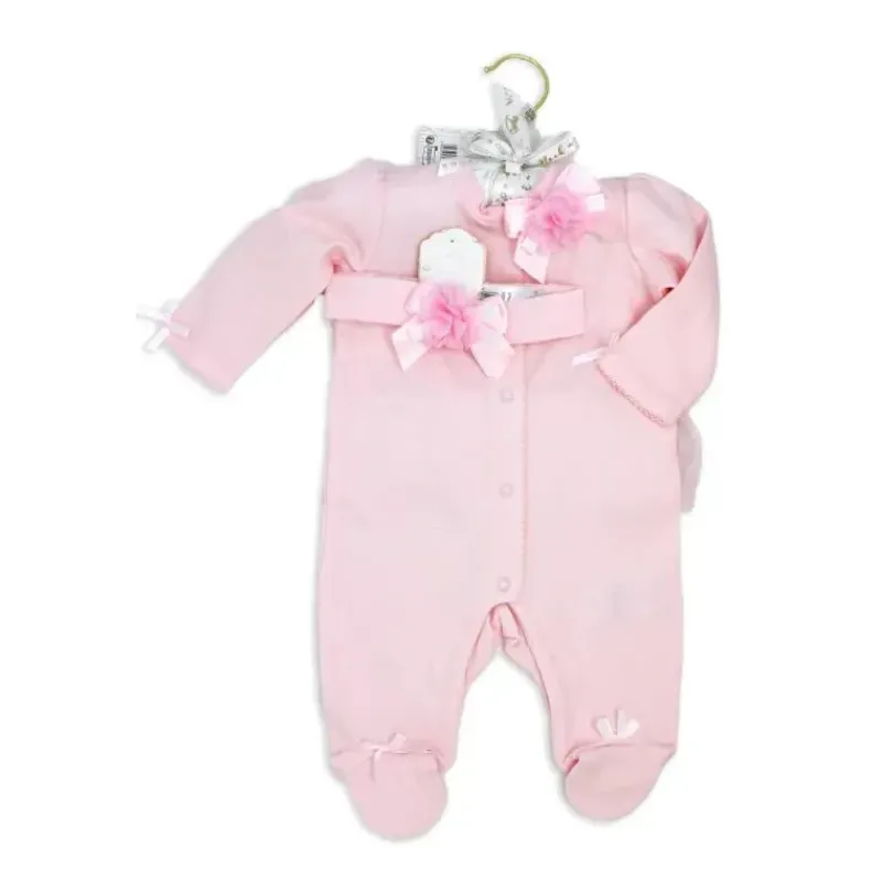Rose Textiles Baby Sleepwear*Rose Textile - 3Pk Baby Girls Pink Sleepsuit Set