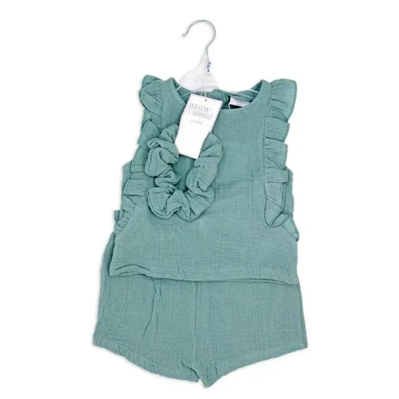 Rose Textiles Baby Sets*Rose Textile - 3Pk Baby Girls Tod Gauze Short Set, Blue