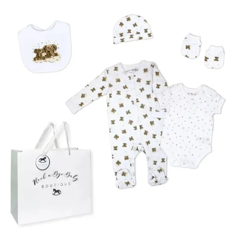 Rose Textiles Baby Sets*Rose Textile - 5Pk Baby Neutral Elephant Mesh Bag Set