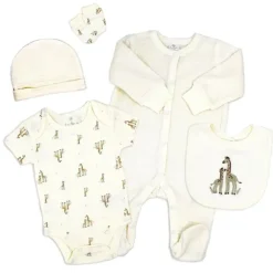 Rose Textiles Baby Sets*Rose Textile - 5Pk Baby Neutral Giraffe Velour Set