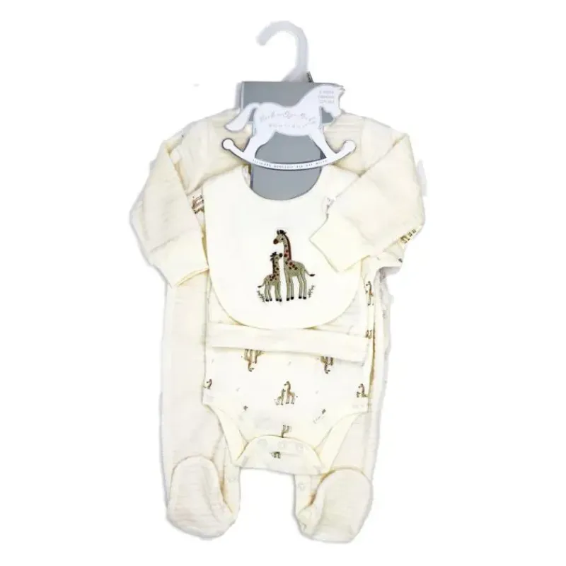 Rose Textiles Baby Sets*Rose Textile - 5Pk Baby Neutral Giraffe Velour Set