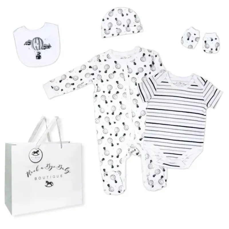 Rose Textiles Baby Sets*Rose Textile - 5Pk Baby Neutral Hot Air Balloon Mesh Bag Set