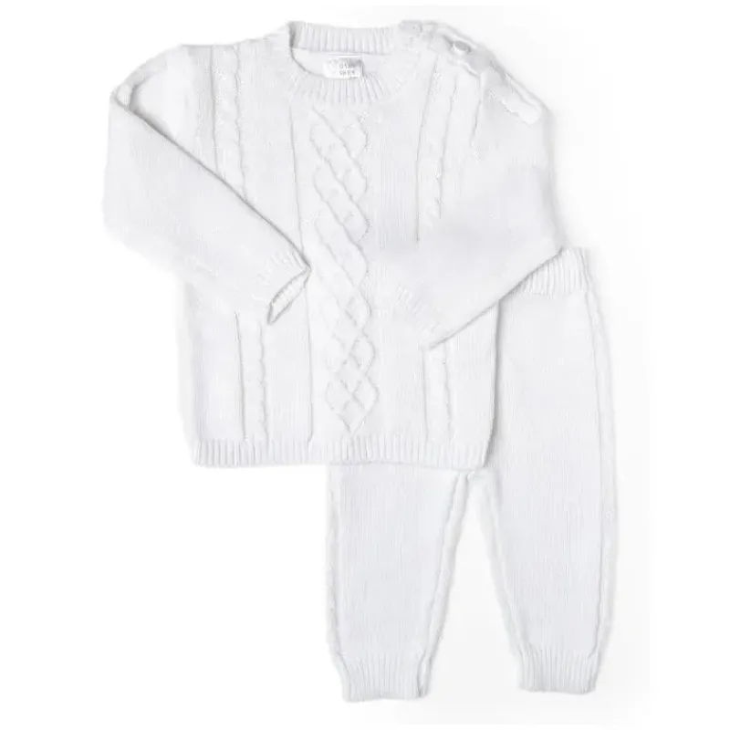 Rose Textiles Baby Sets*Rose Textile - 2Pk Baby Unisex White Knit Set