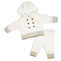 Rose Textiles Baby Sets*Rose Textile - 2Pk Baby Unisex Hooded Oatmeal Knit Set