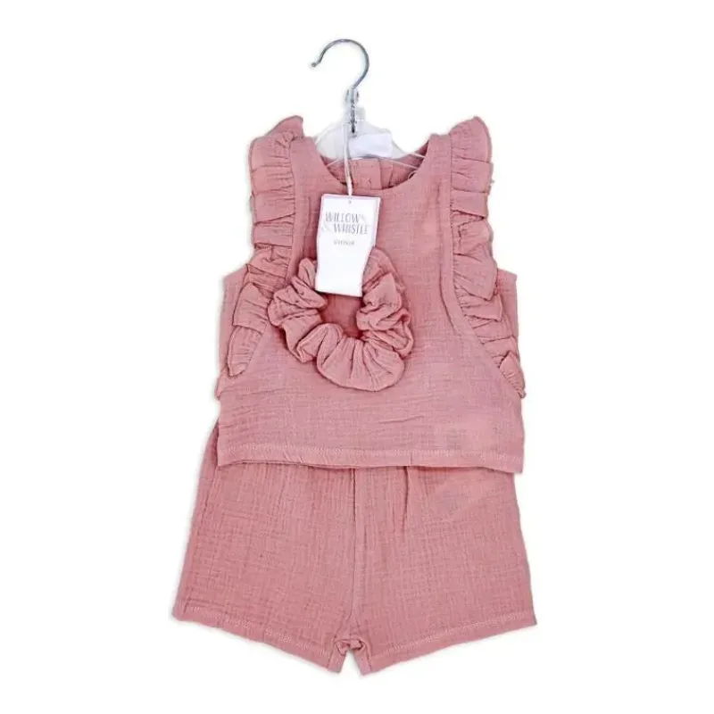 Rose Textiles Baby Sets*Rose Textile - 3Pk Toddler Girl Tod Gauze Pink Story Short Set