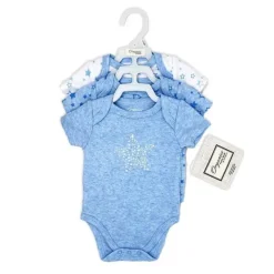 Rose Textiles Baby Onesies & Bodysuits*- 100 % Organic 3 Pk Bodysuit, Blue
