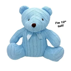 Rose Textiles Plush & Stuffed Animals*- 12 Cable Knit Bear, Blue