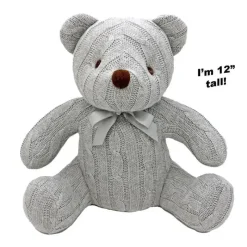 Rose Textiles Plush & Stuffed Animals*- 12 Cable Knit Bear, Grey