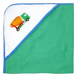 Rose Textiles Baby Bath Towels*- 3 Hooded Towels W/ 5 Washcloths:, Green Trucks