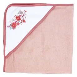 Rose Textiles Baby Bath Towels*- 3 Hooded Towels W/ 5 Washcloths, Pink Bouquet