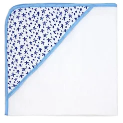 Rose Textiles Baby Bath Towels*- 3 Hooded Towels W/ 5 Washcloths, Navy Hello World