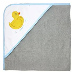 Rose Textiles Baby Bath Towels*- 3 Hooded Towels W/ 5 Washcloths, Aqua Duckies