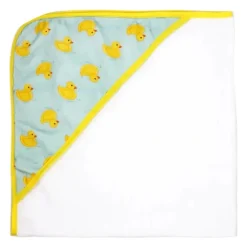 Rose Textiles Baby Bath Towels*- 3 Hooded Towels W/ 5 Washcloths, Aqua Duckies