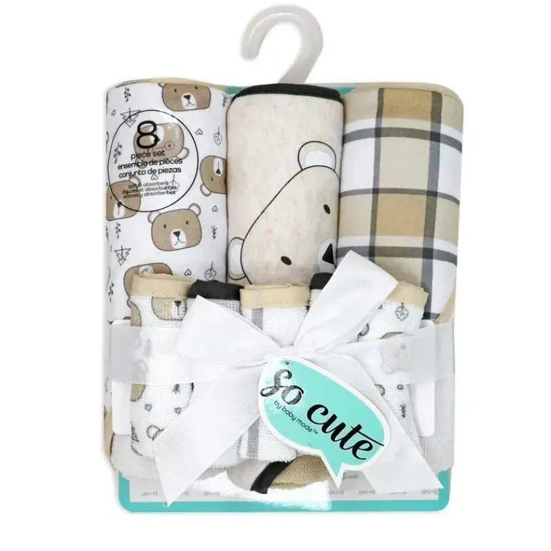 Rose Textiles Baby Bath Towels*- 3 Hooded Towels W/ 5 Washcloths, Bear