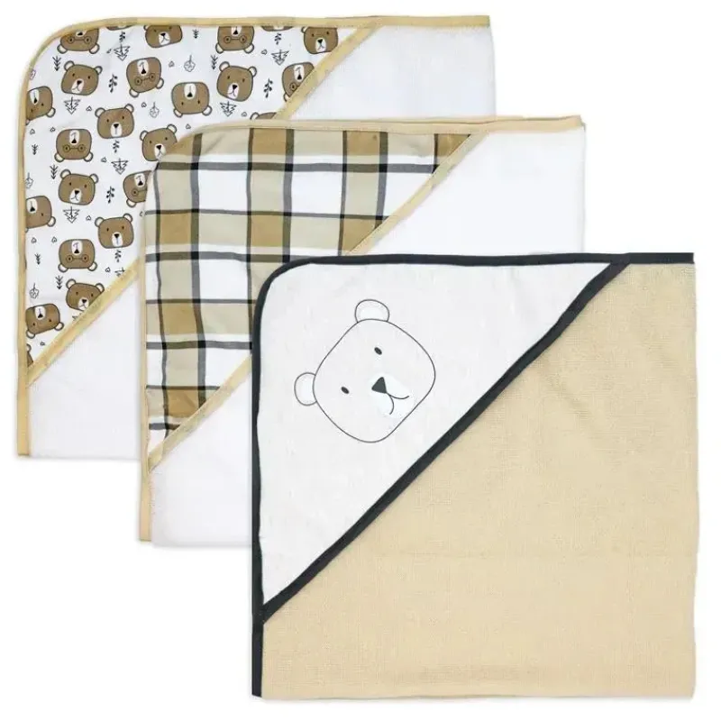 Rose Textiles Baby Bath Towels*- 3 Hooded Towels W/ 5 Washcloths, Bear