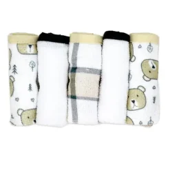 Rose Textiles Baby Bath Towels*- 3 Hooded Towels W/ 5 Washcloths, Bear