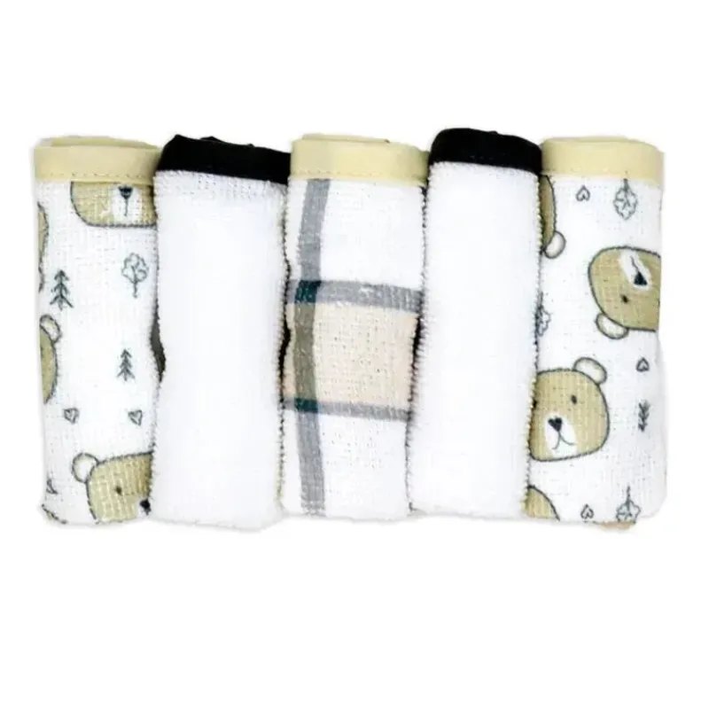 Rose Textiles Baby Bath Towels*- 3 Hooded Towels W/ 5 Washcloths, Bear
