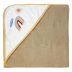 Rose Textiles Baby Bath Towels*- 3 Hooded Towels W/ 5 Washcloths, Peach Rainbows