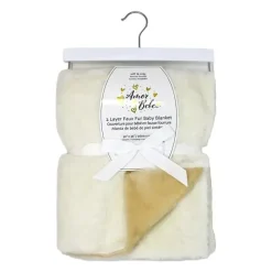 Rose Textiles Blankets & Quilts*- 2 Layer Faux Fur Plush Blanket,- Ivory/Tan