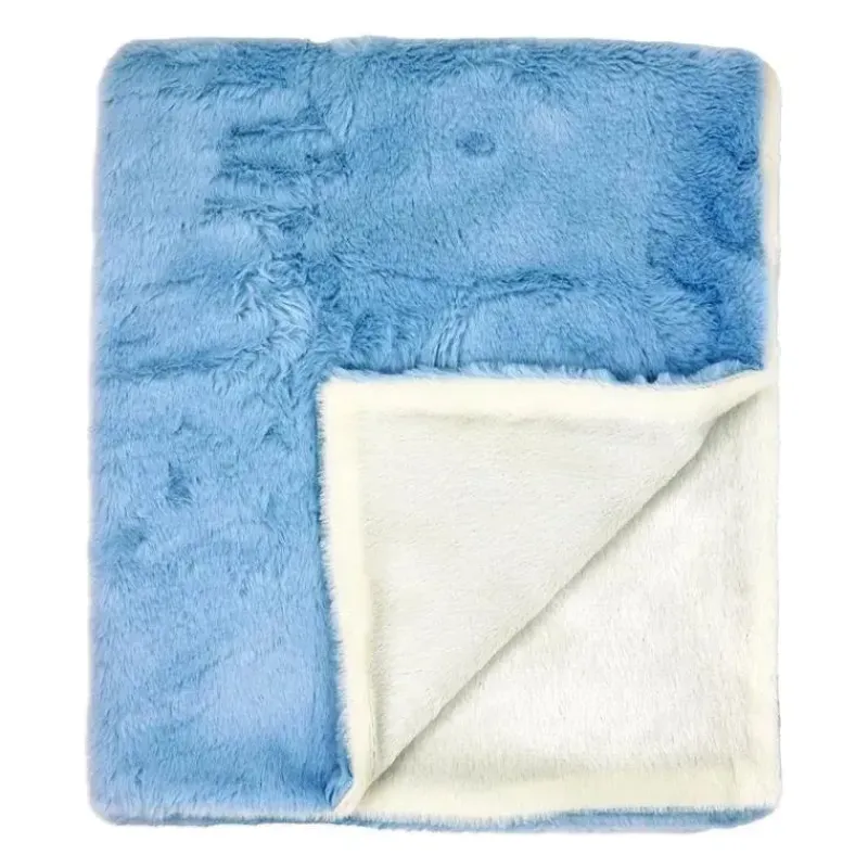 Rose Textiles Blankets & Quilts*- 2 Layer Faux Fur Plush Blanket, Blue