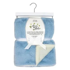 Rose Textiles Blankets & Quilts*- 2 Layer Faux Fur Plush Blanket, Blue