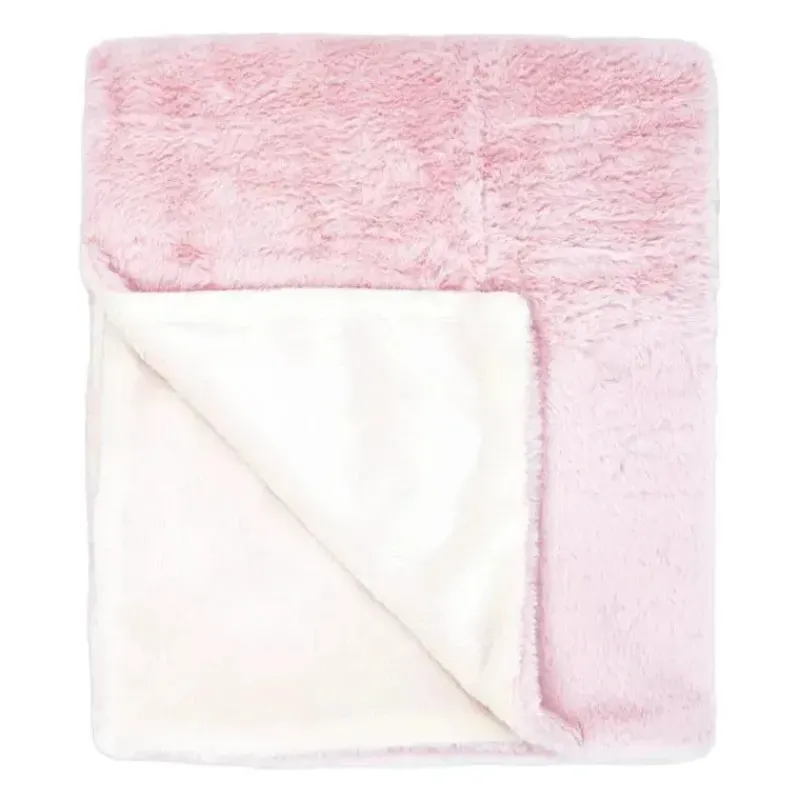 Rose Textiles Blankets & Quilts*- 2 Layer Faux Fur Plush Blanket, Pink
