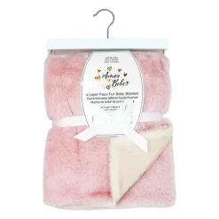Rose Textiles Blankets & Quilts*- 2 Layer Faux Fur Plush Blanket, Pink