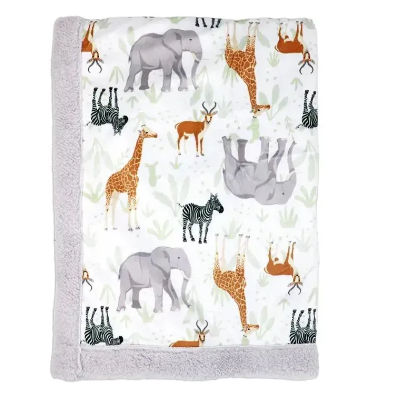 Rose Textiles Blankets & Quilts*- 2 Layer Mink Blanket, Sage Safari