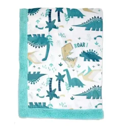 Rose Textiles Blankets & Quilts*- 2 Layer Mink Blanket, Teal Dino