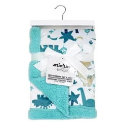 Rose Textiles Blankets & Quilts*- 2 Layer Mink Blanket, Teal Dino