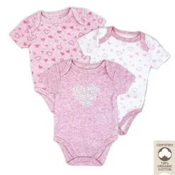 Rose Textiles Baby Onesies & Bodysuits*- 100% Organic 3 Pk Bodysuit, Pink