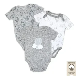 Rose Textiles Baby Onesies & Bodysuits*- 100% Organic 3 Pk Bodysuit, Grey