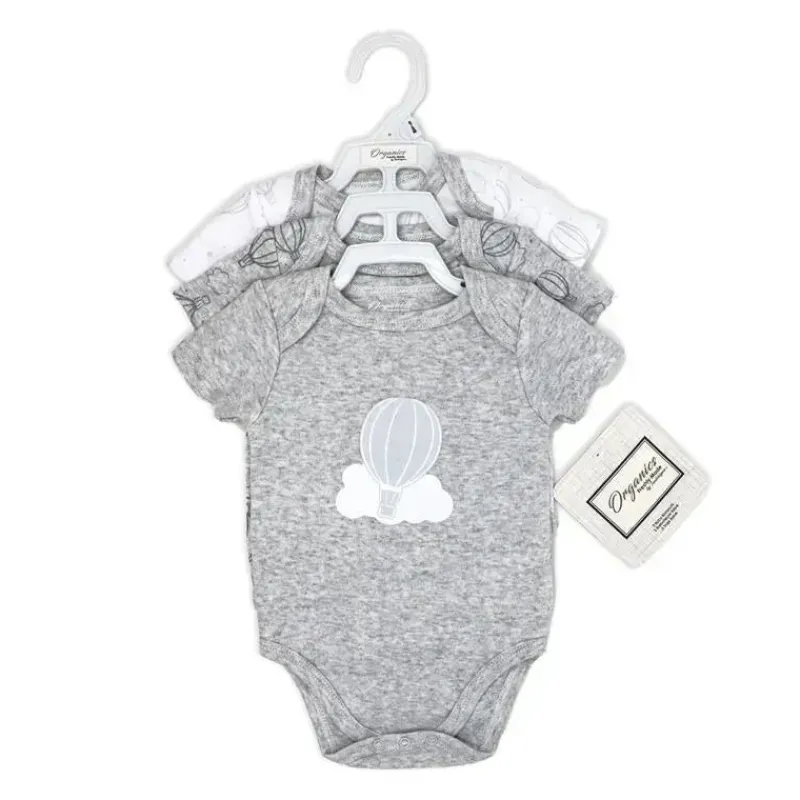 Rose Textiles Baby Onesies & Bodysuits*- 100% Organic 3 Pk Bodysuit, Grey