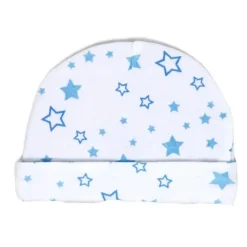 Rose Textiles Baby Hats*- 100% Organic Cotton 5 Pack - Hat & Mitt Set, Blue Star